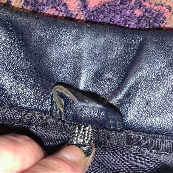 VINTAGE EIGHTIES 80s NAVY BLUE ITALIAN LEATHER BIKER MOTO JACKET ITALY 40 - Picture 7 of 9